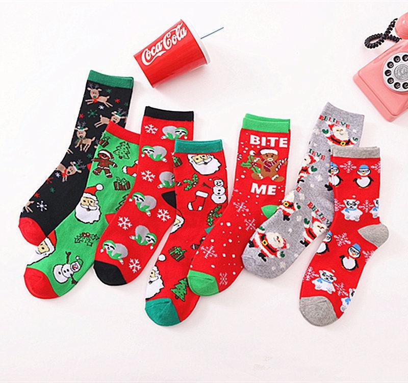 20PCS Random color Christmas cotton medium tube socks wholesale