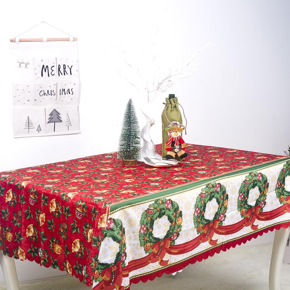 MOQ: 6PCS Christmas polyester printing anti-fouling tablecloth wholesale