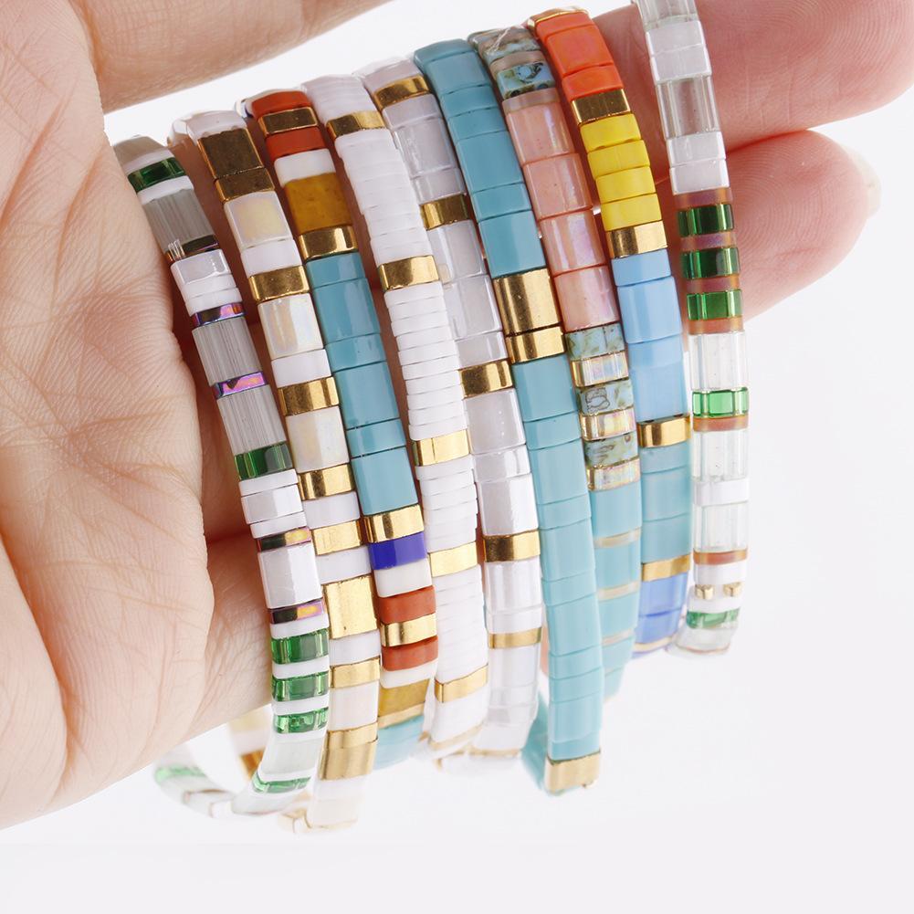 MOQ 3PCS Tiramisi beads colorful beaded simple ethnic style bracelet Wholesale