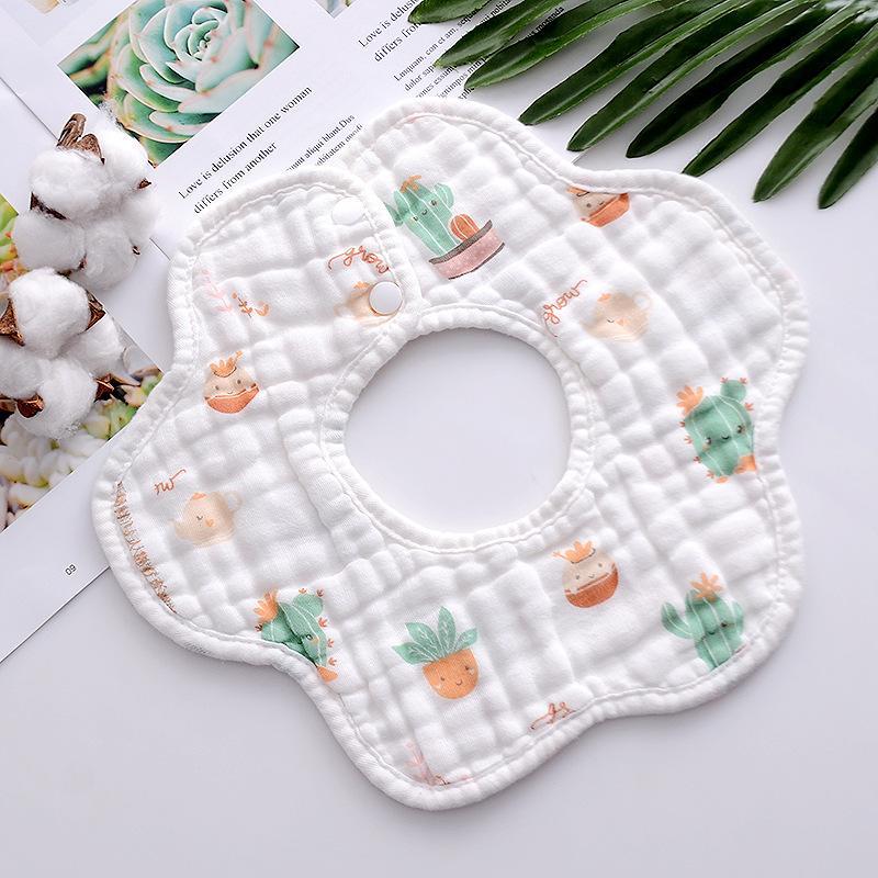 MOQ 12PCS  8-layer cotton bib petal saliva towel Wholesale