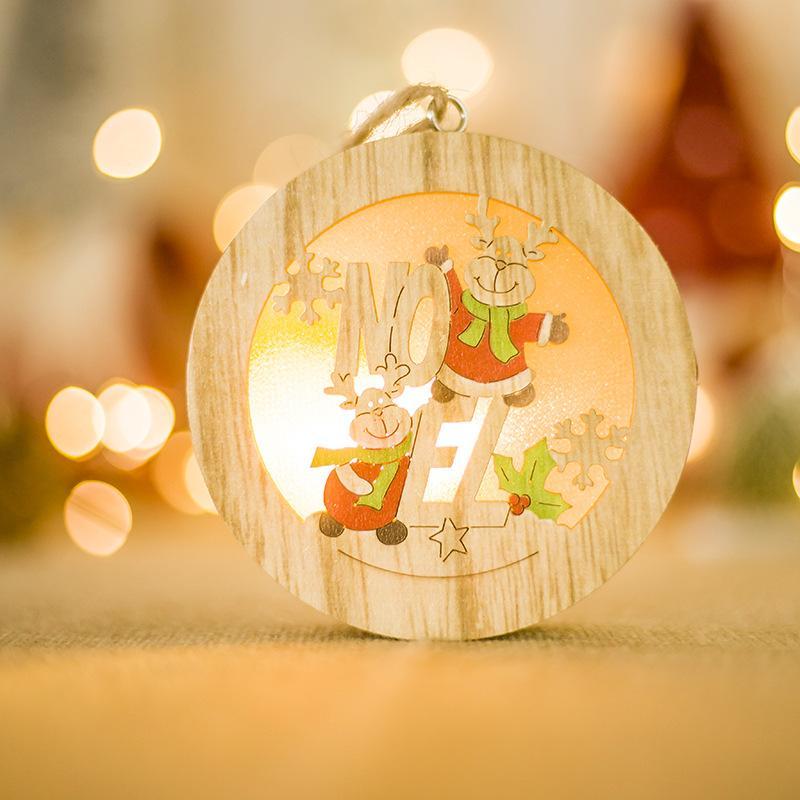 MOQ:10PCS Christmas wooden creative lighting pendant wholesale