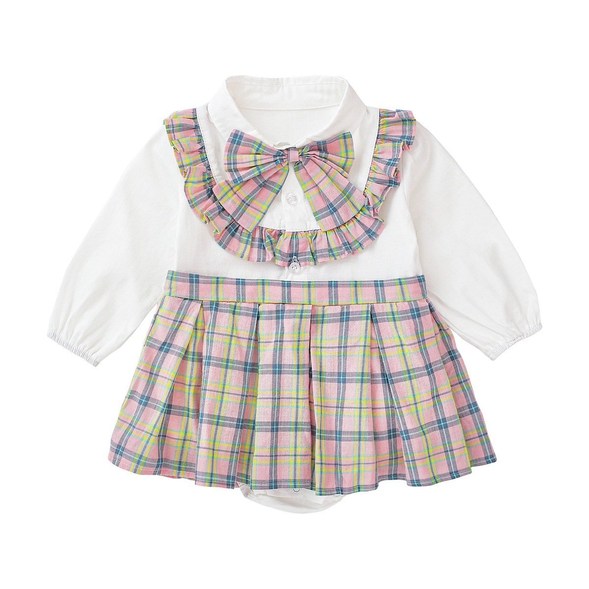 Girls Plaid Lolita Long-sleeve Jumpsuit Wholesale Baby Rompers