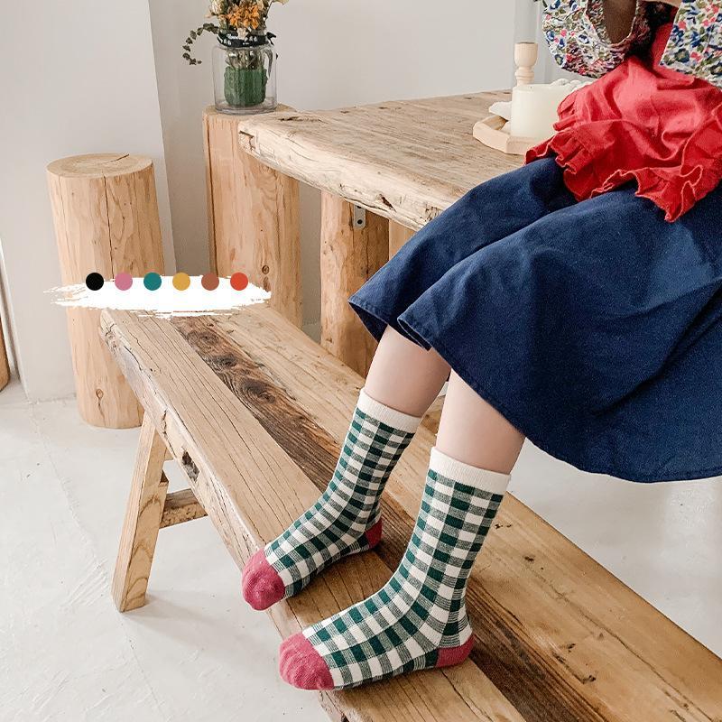 MOQ 12Pairs Diamond grid cotton socks children's socks Wholesale