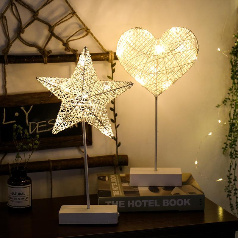 Rattan Modeling Lamp Led Night Light Star Table Lamp Love Decoration Wholesale