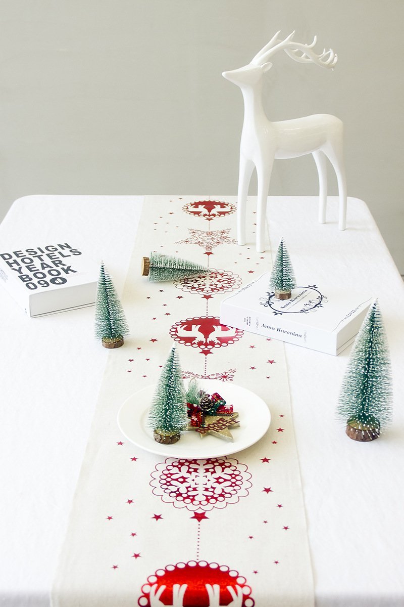 MOQ:4 PCS Christmas cotton and linen printed tablecloth decorations wholesale