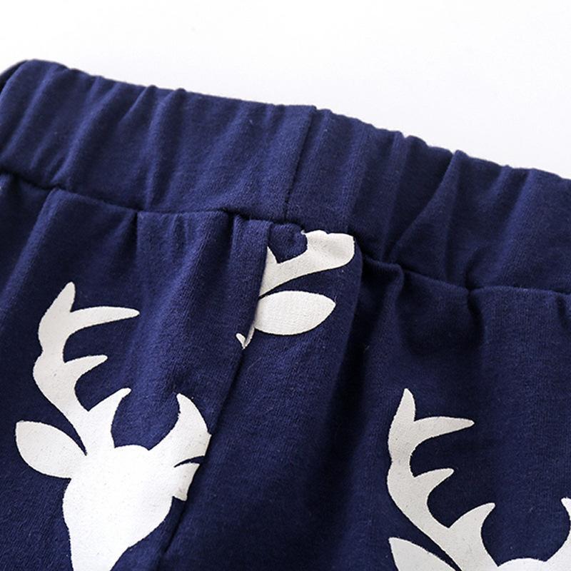 Christmas elk print pullover cotton hoodie & casual pants suit wholesale
