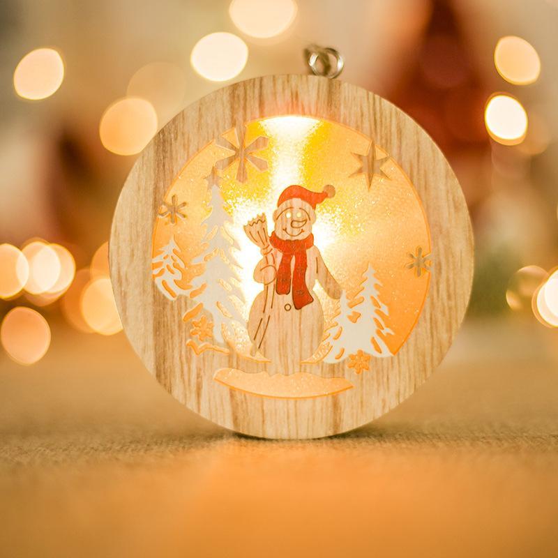 MOQ:10PCS Christmas wooden creative lighting pendant wholesale