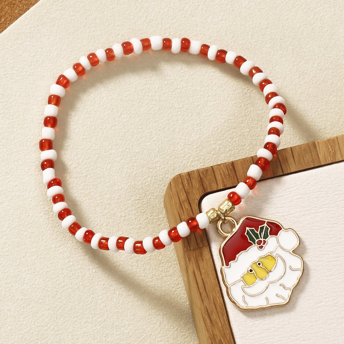 MOQ:6PCS Christmas beaded pendant bracelet jewelry wholesale