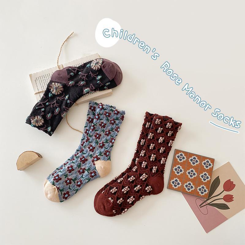 12Pairs+ Floral children's cotton socks wholesale