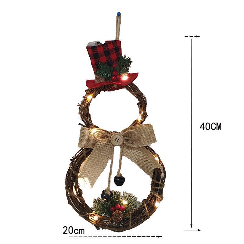 MOQ 2PCS Christmas ornaments home shopping mall Christmas ornaments led Snowman Christmas Wreath Wholesale