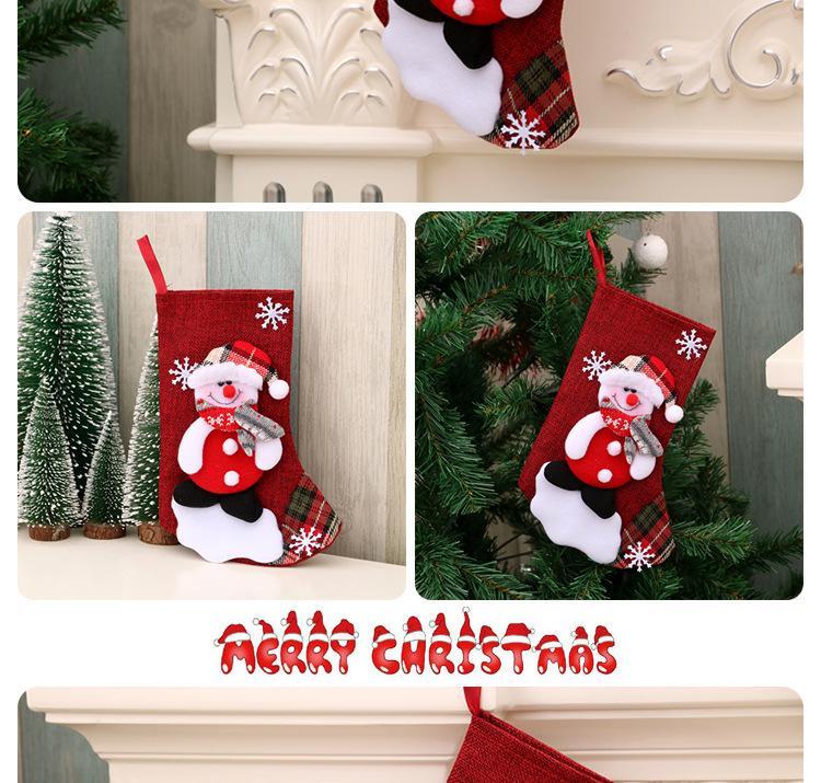 MOQ 4PCS Christmas socks, Christmas decorations, Christmas gift bags, medium linen wholesale