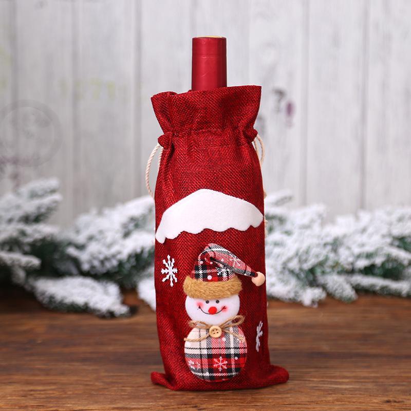 MOQ:8PCS Christmas decoration linen Wine Cover Wholesale