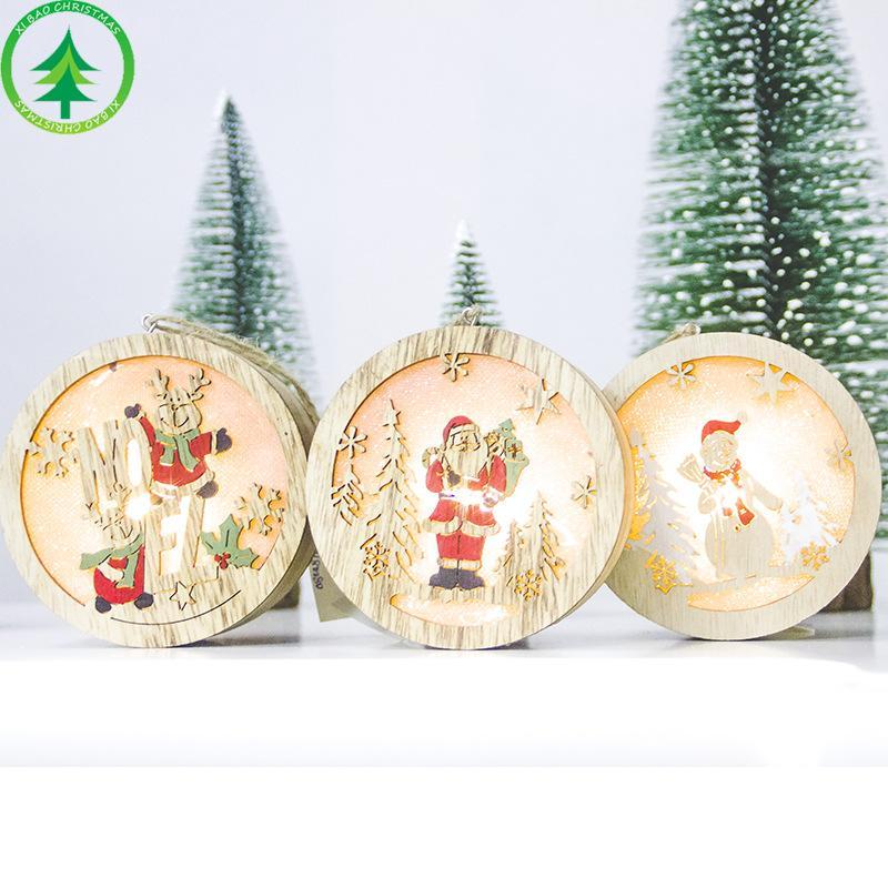 MOQ:10PCS Christmas wooden creative lighting pendant wholesale