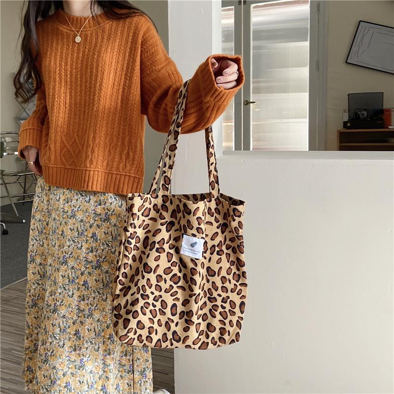 MOQ 4PCS Corduroy Leopard shoulder bag handbag Wholesale