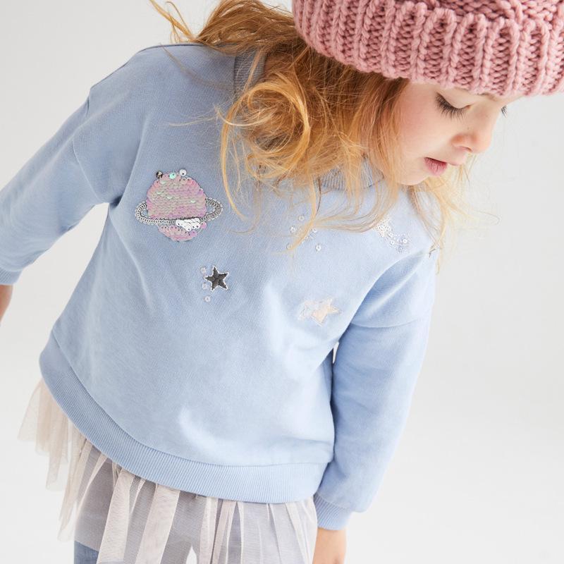 Cotton Cartoon Long Sleeve Knitted Girl Top with Tulle Hem wholesale