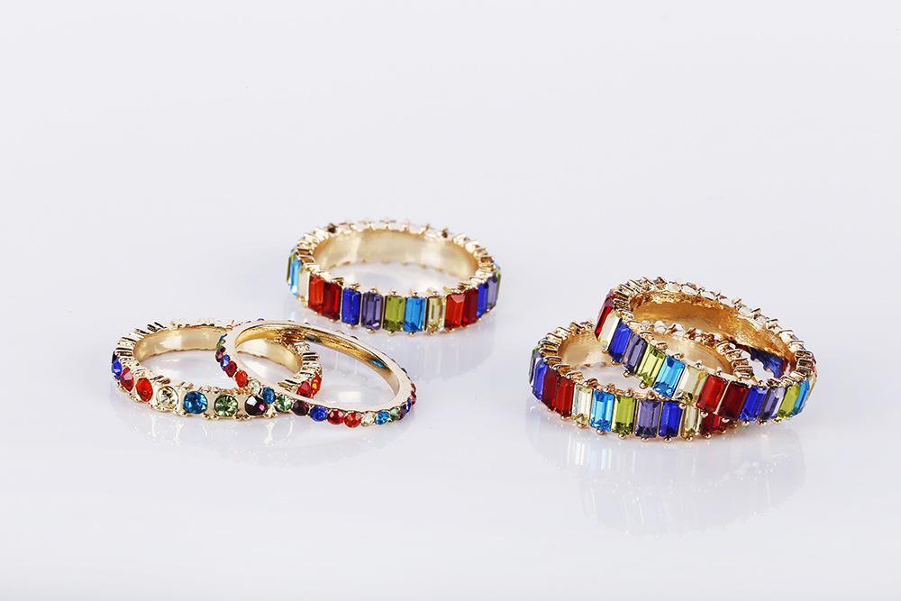 MOQ 6PCS Color artificial alloy diamond ring finger ring Wholesale