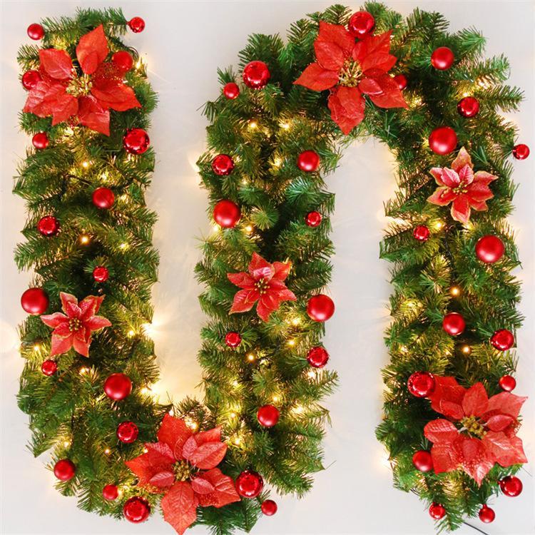 5PCS+  Christmas decoration rattan green PVC door decoration wholesale