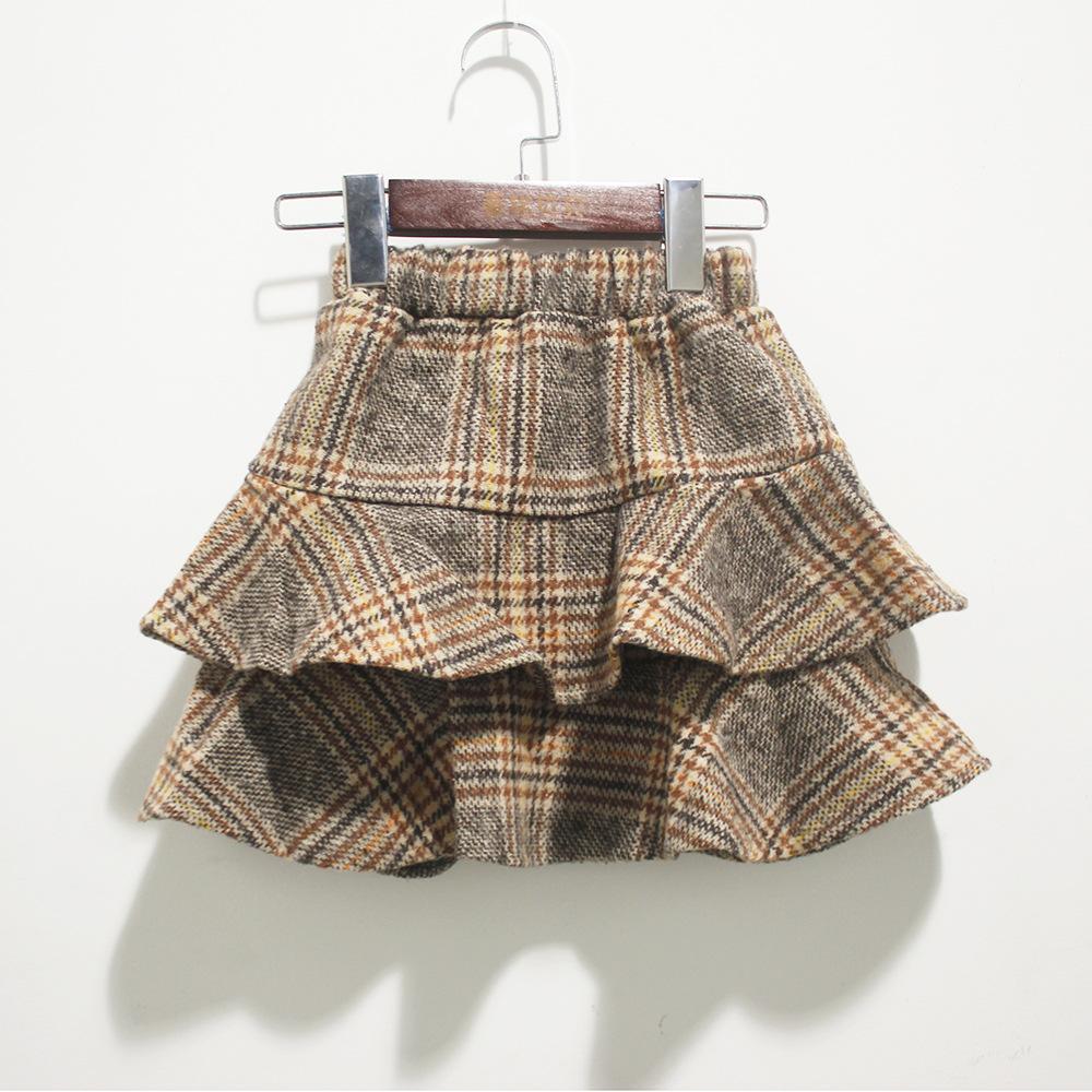 Girls Autumn and Winter Flounces Plaid Skirt Wholesale Little Girl Dresses