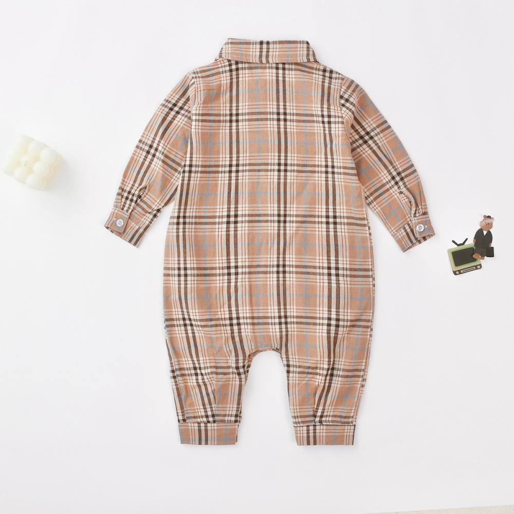 Boys Autumn Long Sleeve Plaid Jumpsuit Wholesale Baby Rompers