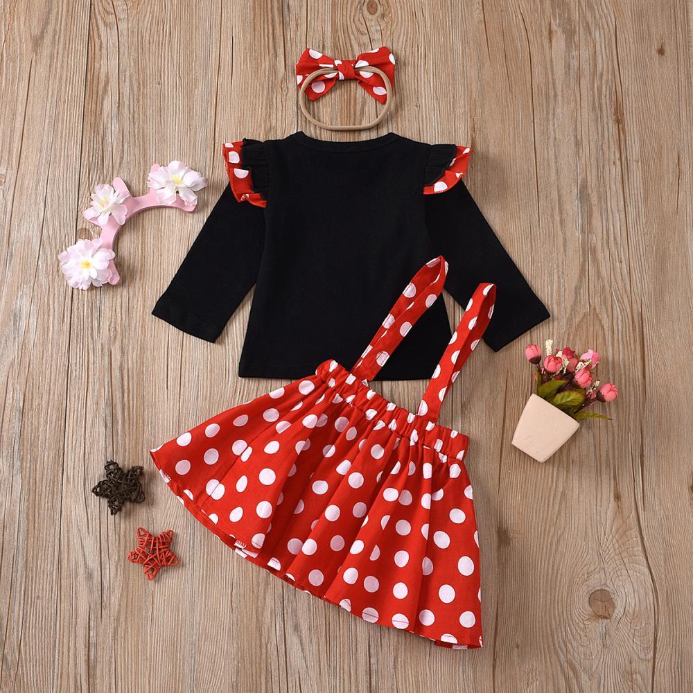 MOQ 3pcs Girls Princess Fly Sleeve Lovely Black Jacket Polka Dot Skirt Sets Girls Wholesale Dresses