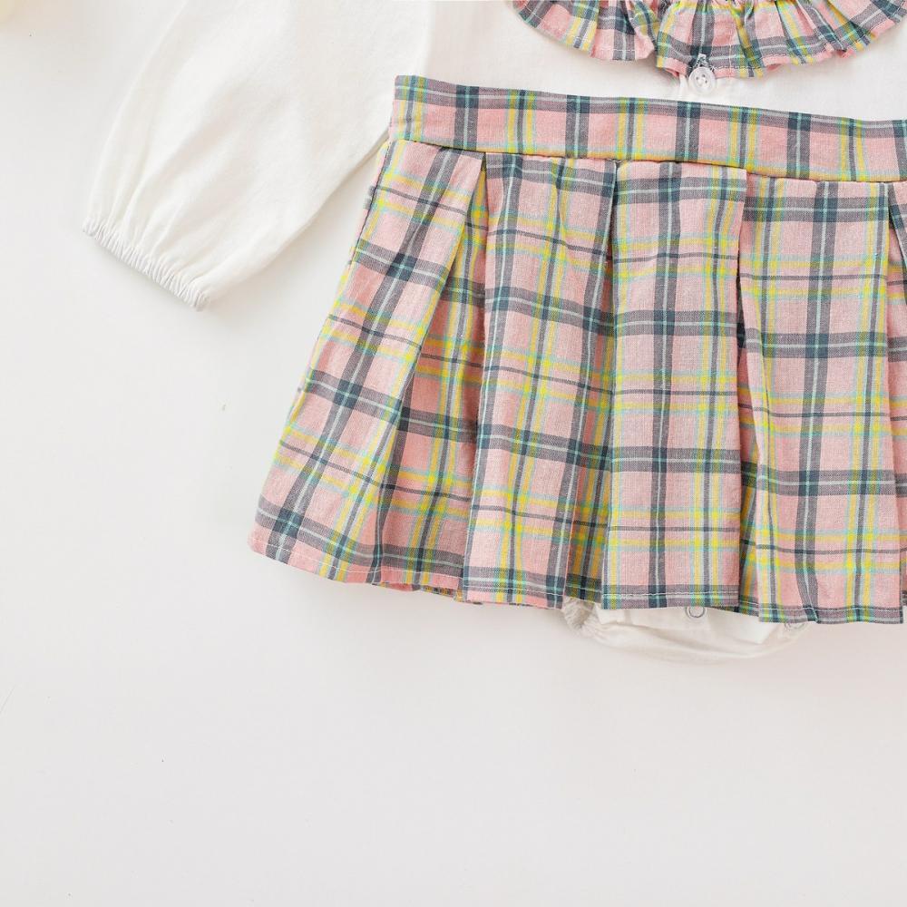 Girls Plaid Lolita Long-sleeve Jumpsuit Wholesale Baby Rompers