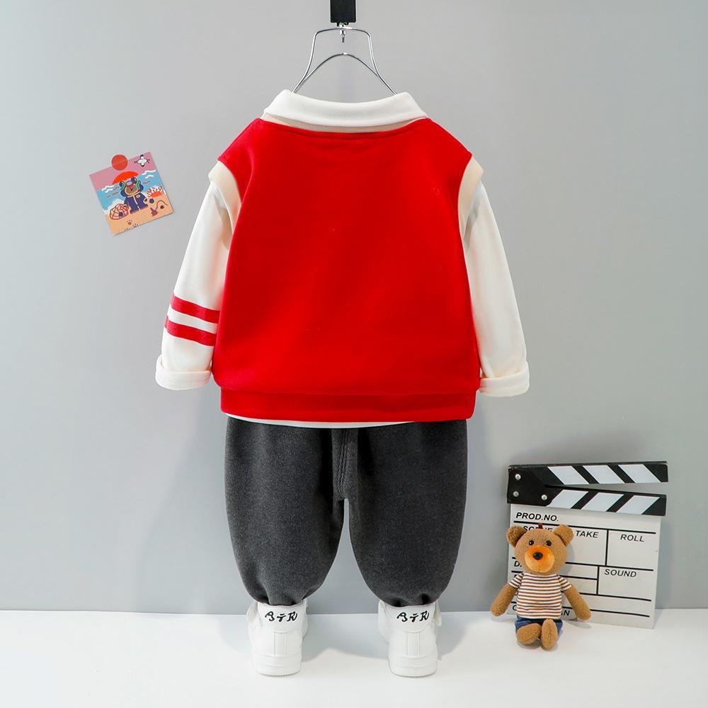 Baby Boys Autumn/winter Cartoon Bear Long-sleeve Set Baby Wholesales