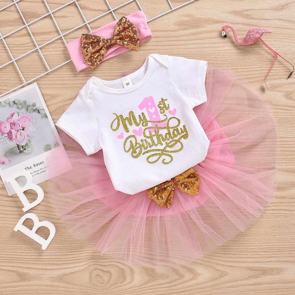 1~3Y Children's Clothing Summer Girl Suit 1st Birthday Party Dress Gift Box Romper Mesh Princess Dress Three-Piece Set Wholesale Kids Clothing