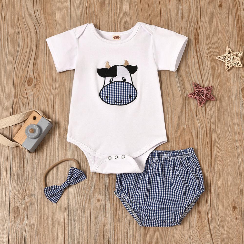 Boys Summer Baby Boy Cow Print Solid Short Sleeve Jumpsuit Baby Clothing Warehouse