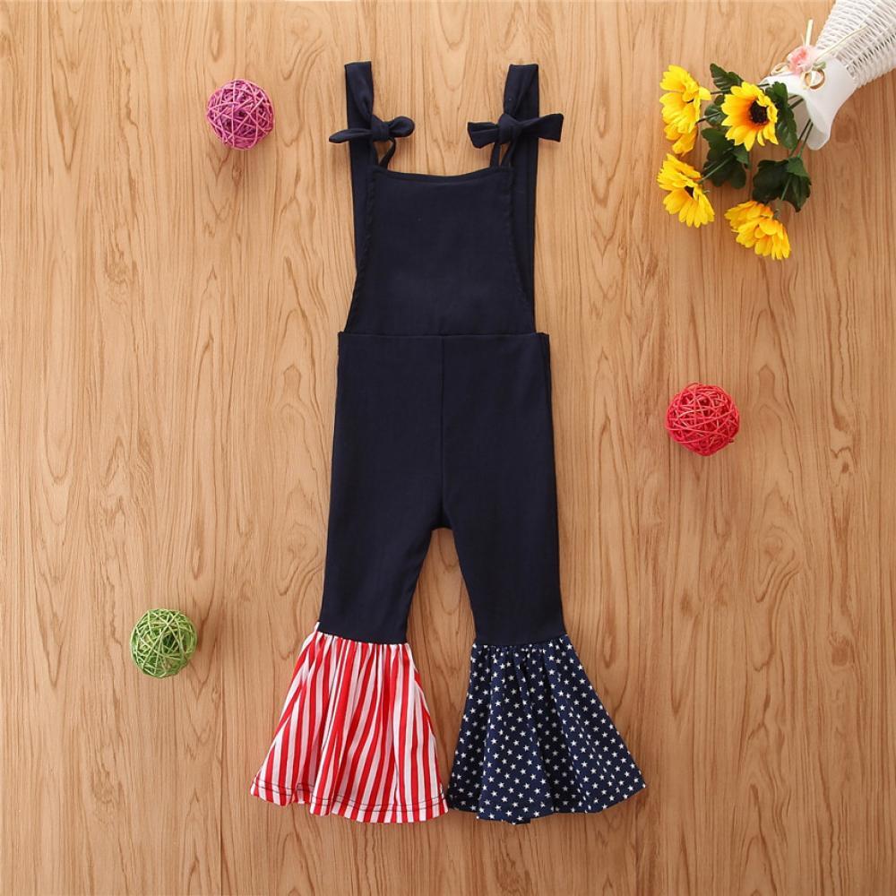 Girl's Personality Strap Flared Leg Jumpsuit Girls Clothes Wholesale