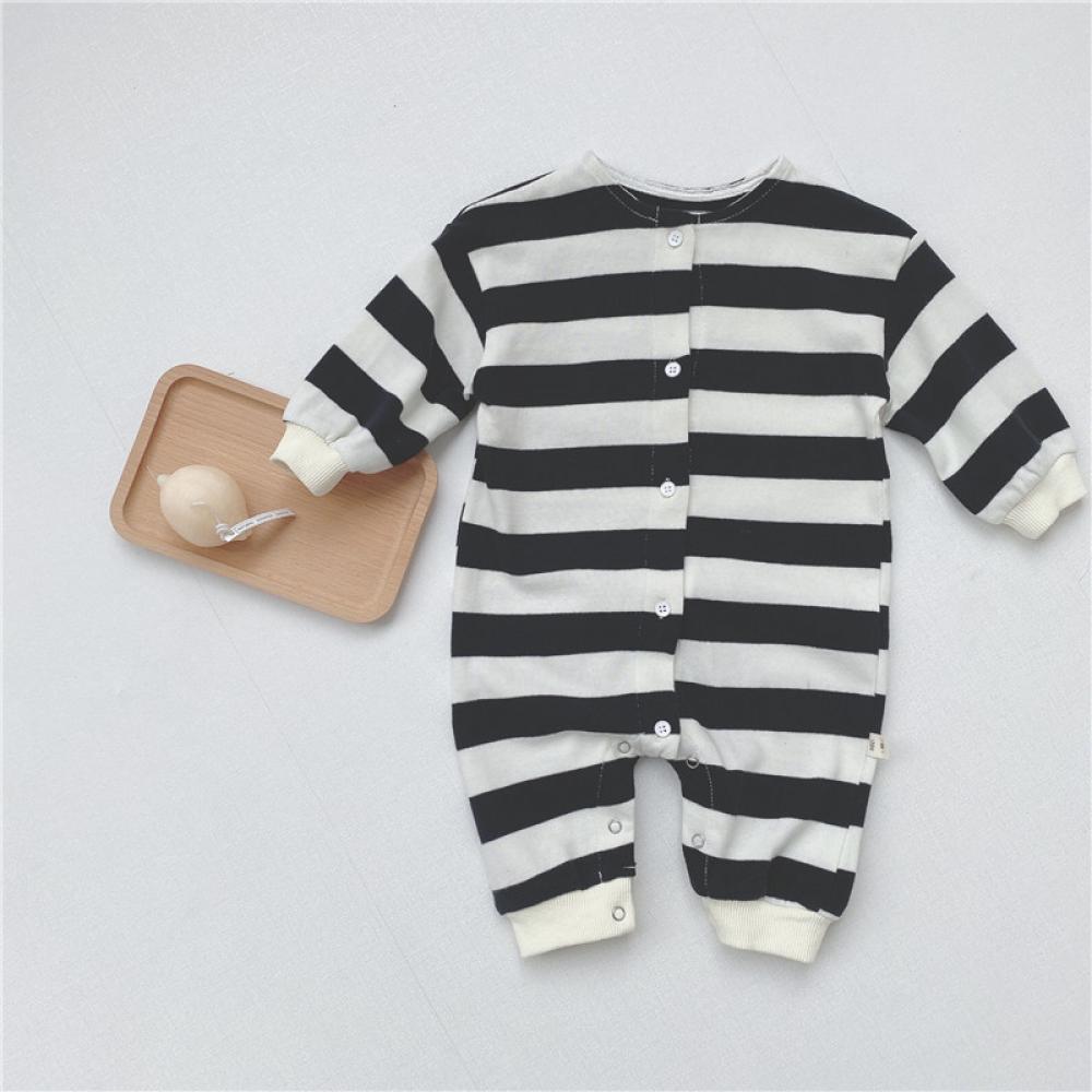 Baby Boys Autumn Striped Long-sleeved Jumpsuit Baby Clothing In Bulk