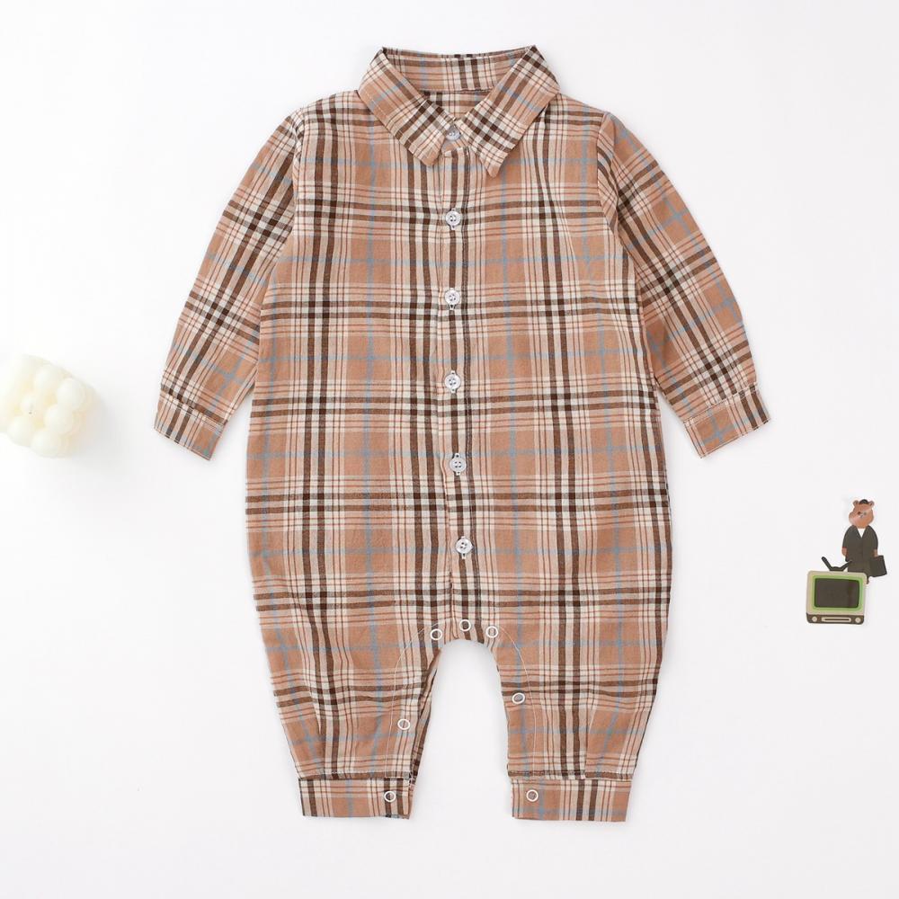 Boys Autumn Long Sleeve Plaid Jumpsuit Wholesale Baby Rompers