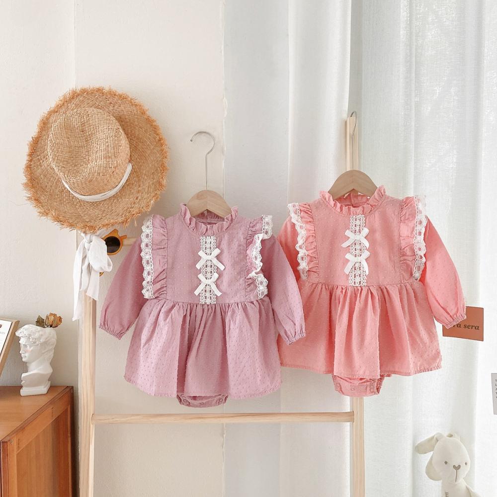 Girls Lolita Long Sleeve Lace Fashion Jumpsuit Wholesale Baby Rompers