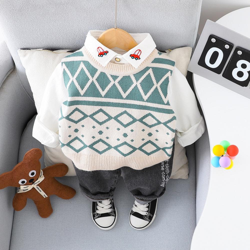 Boys Autumn/spring Knitted Vest Long Sleeve Suit Baby Wholesales