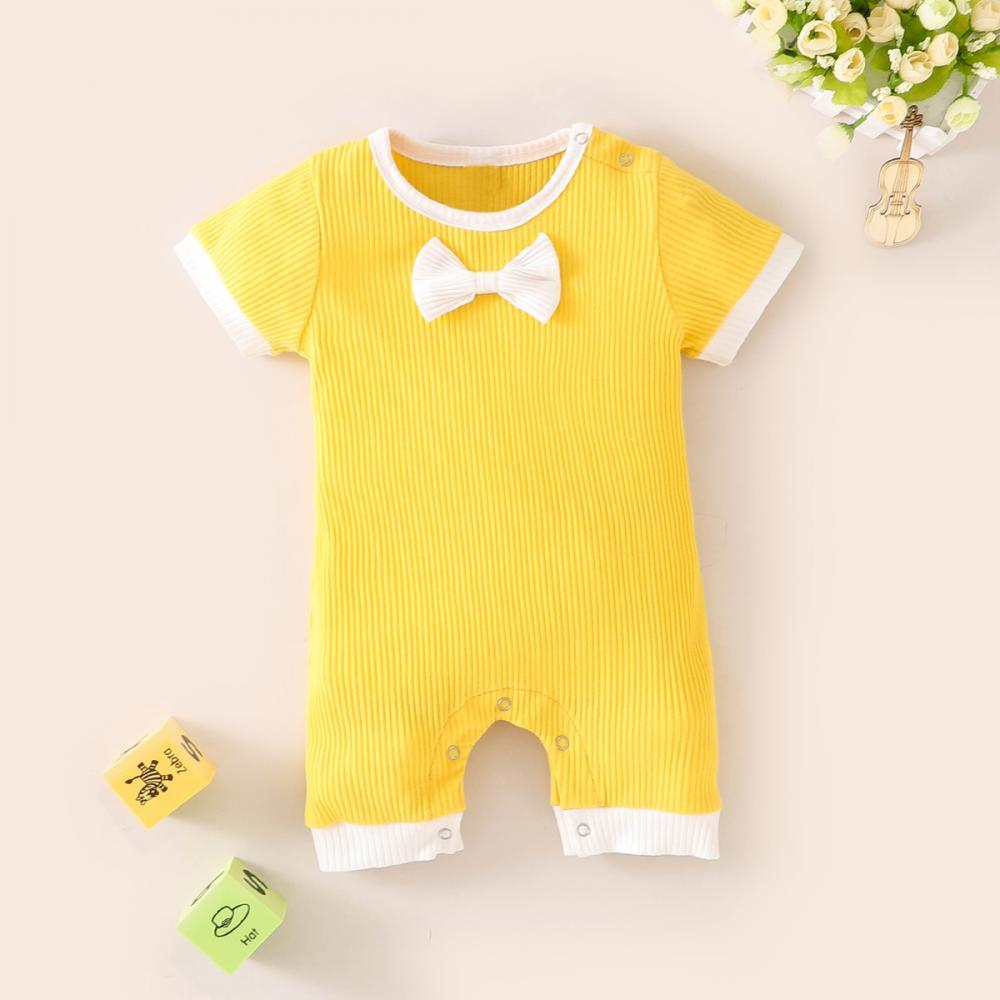 Girls Summer Baby Girl Bow Yellow Pit Strip Short Sleeve Jumpsuit Buy Baby Clothes Wholesale