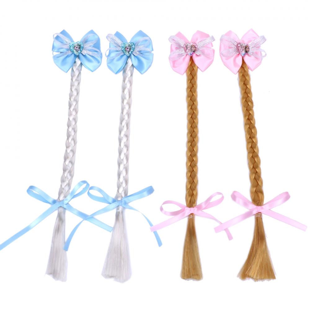 MOQ 2pcs Girls Bow Clip Braided Hair Princess Top Clip Pair Girls Accessories Wholesale