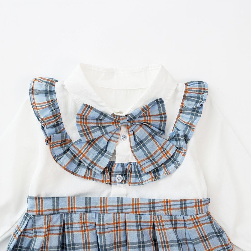 Girls Plaid Lolita Long-sleeve Jumpsuit Wholesale Baby Rompers