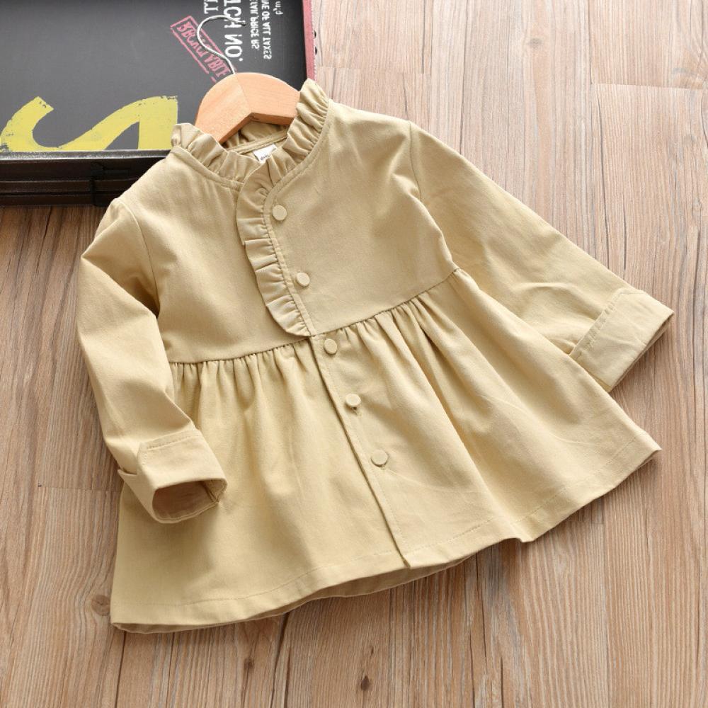 Girls Long-sleeve Solid Color Princess Dress Baby Girl Wholesale
