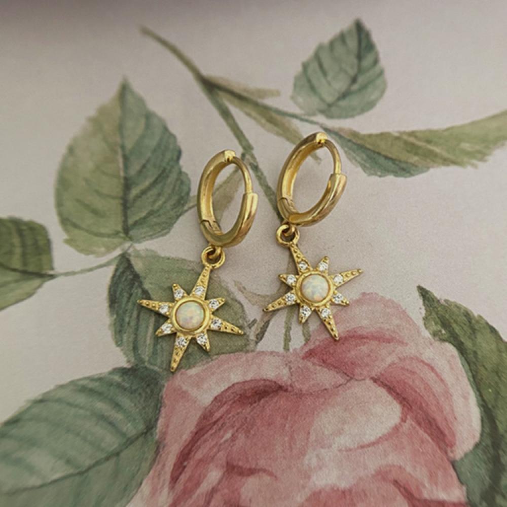 Women Ins Fashion S925 Sterling Silver Plated Eight Star Earrings Wholesale