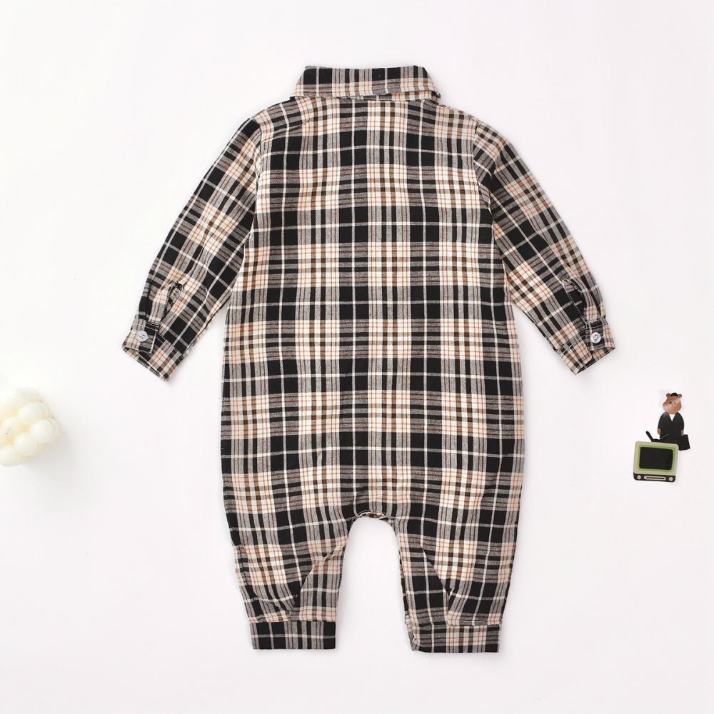 Boys Autumn Long Sleeve Plaid Jumpsuit Wholesale Baby Rompers