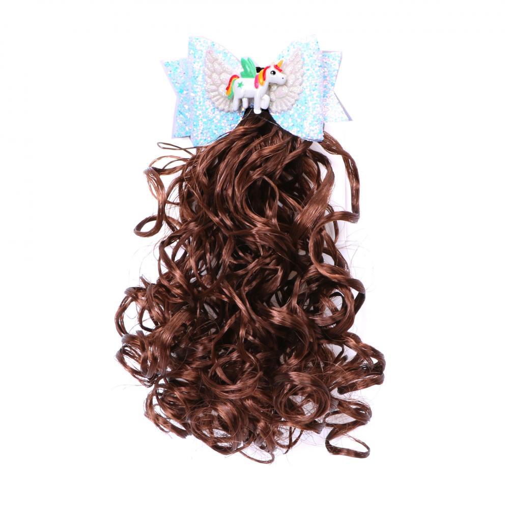 MOQ 2pcs Girls Pink Star Bow Unicorn Fluffy Curly Hair Wig Headdress Hairpin Girls Accessories Wholesale