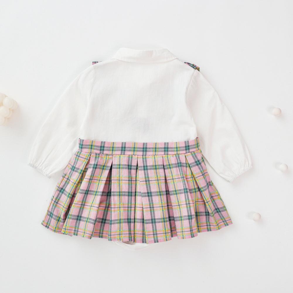 Girls Plaid Lolita Long-sleeve Jumpsuit Wholesale Baby Rompers