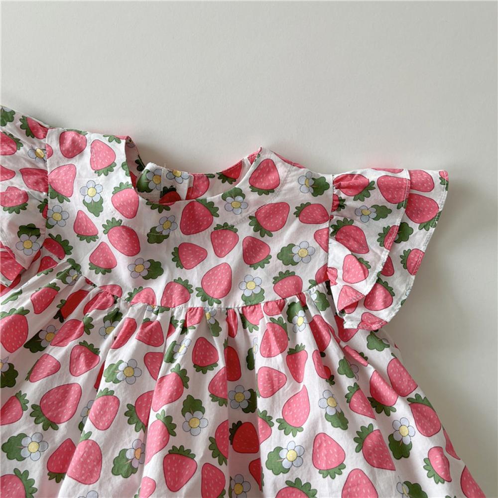 2022 Summer New Products Children's Strawberry Dress Girls Children's Summer Dress Long Skirt Girl Baby Princess Dress Wholesale Kids Clothing