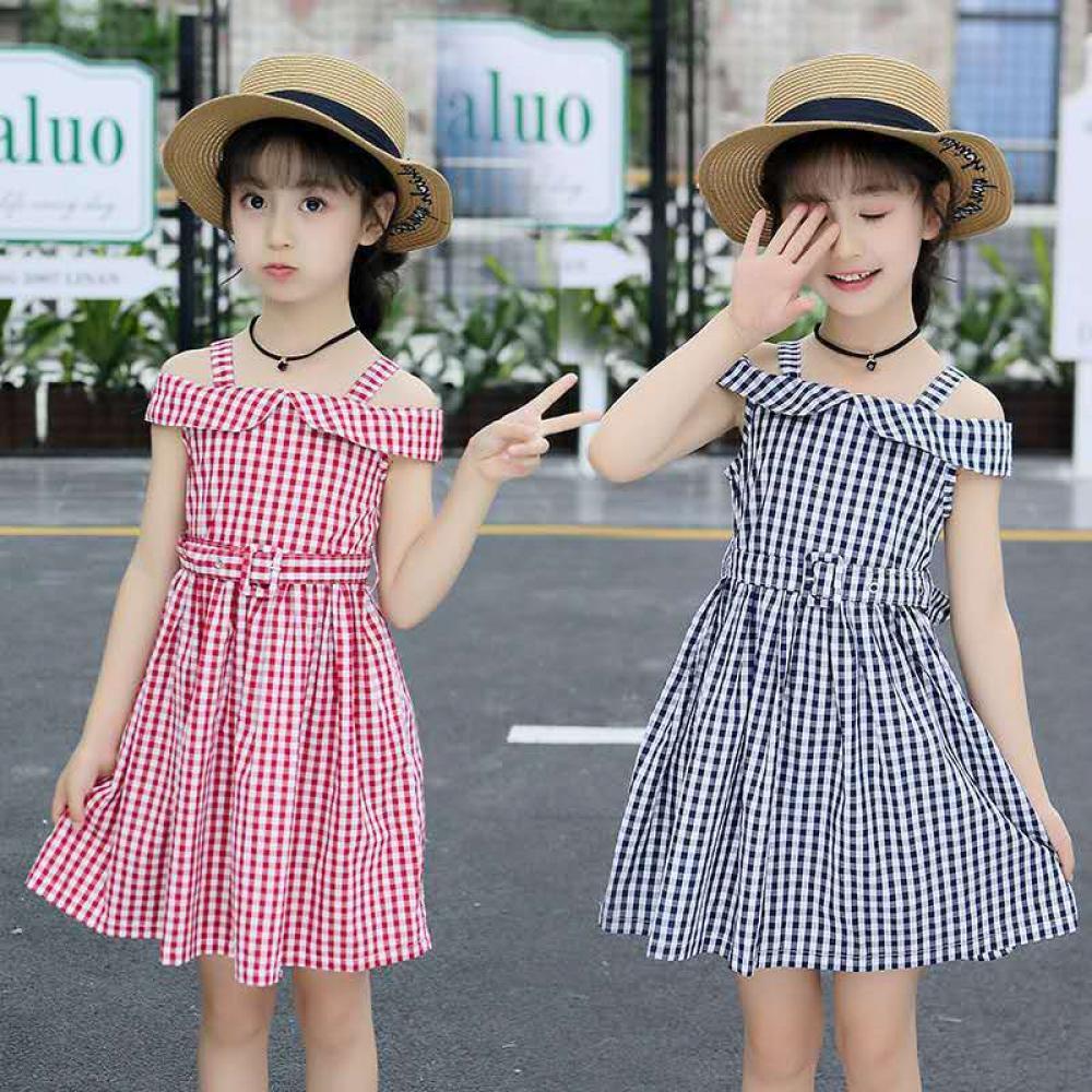 Girls Summer Girls' Plaid College Dress Girls Dress Wholesale