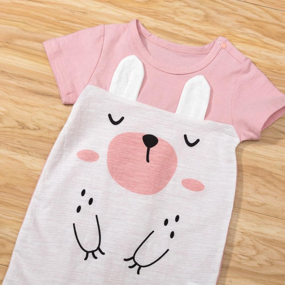 Girls Summer Baby Girl Cartoon Bear Print Short Sleeve Jumpsuit Baby Romper Wholesale