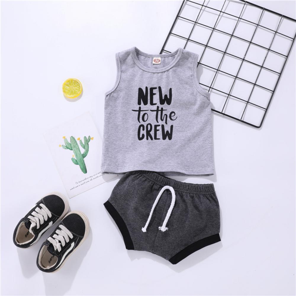 Boys Summer Baby Boys' Letter Printed Sleeveless T-Shirt & Shorts Wholesale Baby Rompers