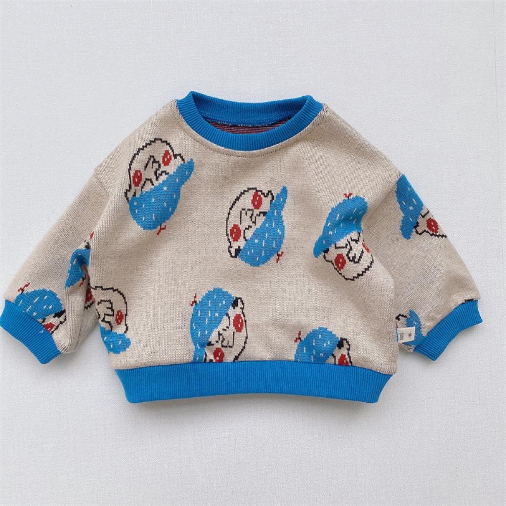 Baby Boys Korean Knitted Hoodie Long-sleeve Pullover Bottom Sweater Wholesale Clothing Baby