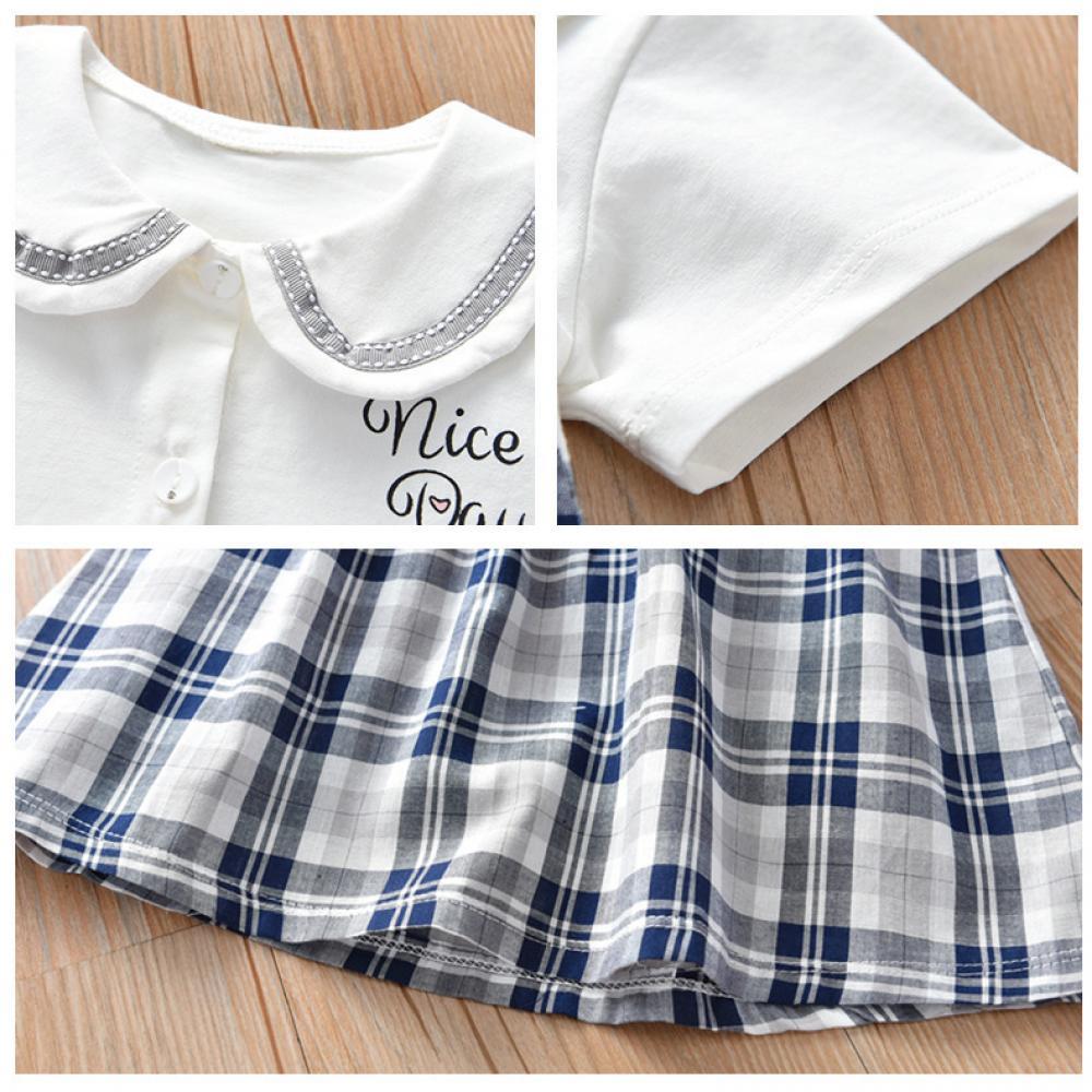 Girls Summer Girls' College Style Checker Short Sleeve Dress Girls Clothing Wholesalers