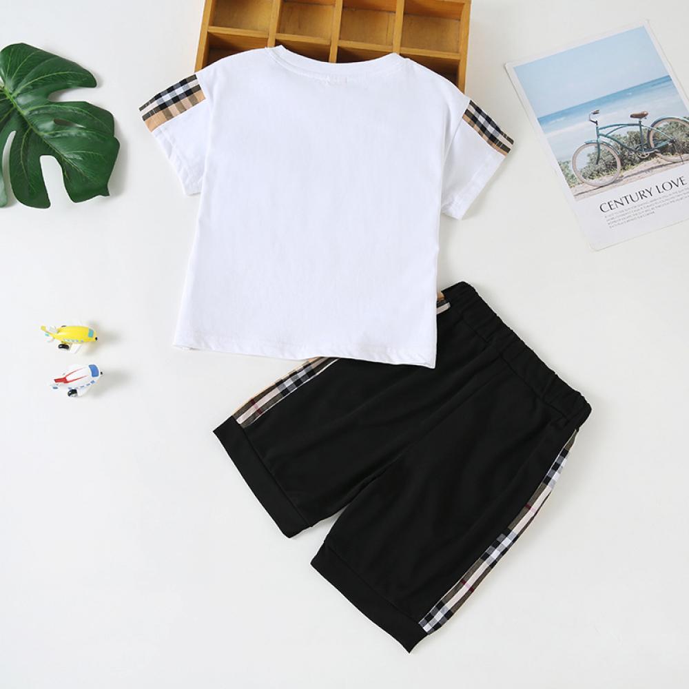 Boys' Solid Round Neck Short Sleeve T-shirt & Shorts Wholesale Boys Clothes