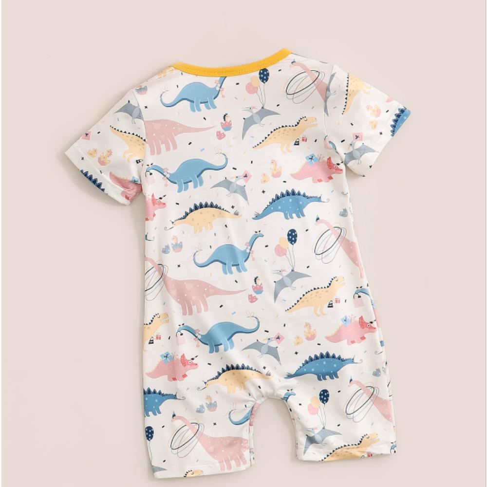 Bosy Summer Baby Boy Cartoon Dinosaur Print Short Sleeve Jumpsuit Wholesale Clothing Baby