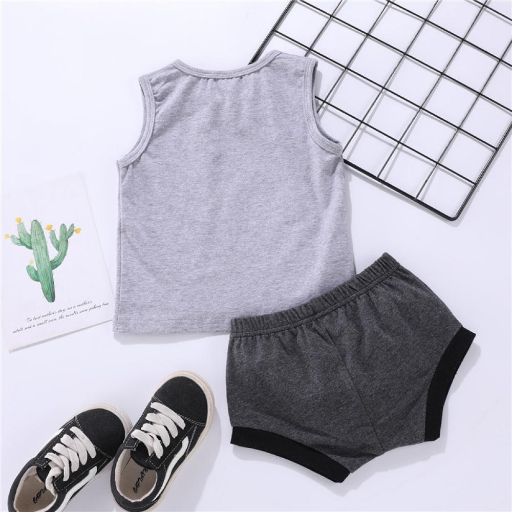 Boys Summer Baby Boys' Letter Printed Sleeveless T-Shirt & Shorts Wholesale Baby Rompers